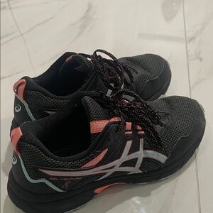 ASICS Women's Black and Coral Athletic Shoes